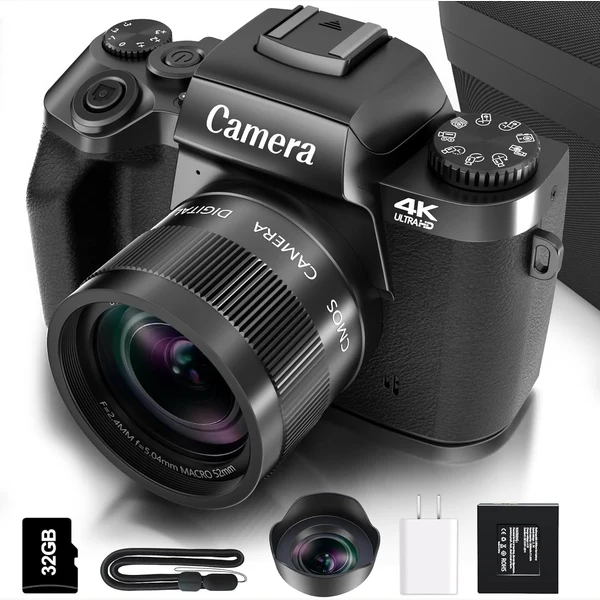 Saneen S05 4K 64MP camera with hot shoe mount